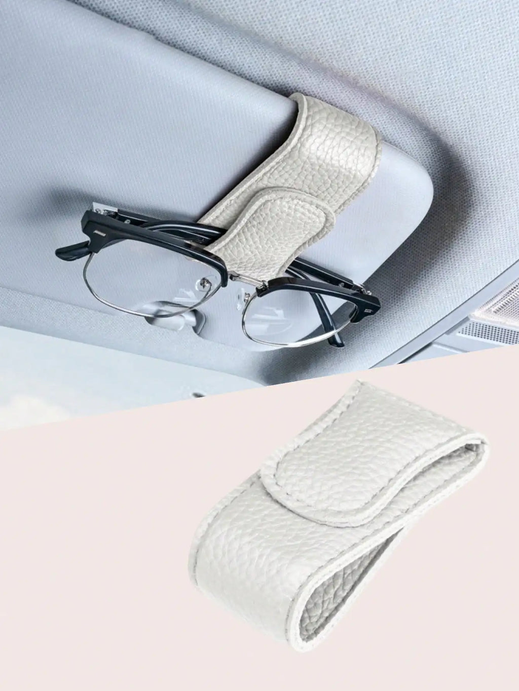 2Pcs Sunglasses Holder Is Suitable for Car Sunshades Magnetic Leather Sunglasses Clip and Ticket Clip Car Sunshade Accessories