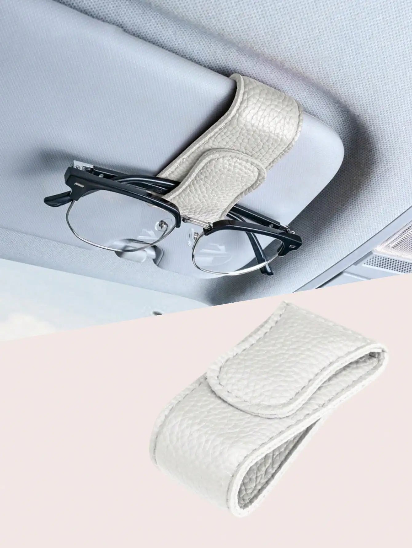 2Pcs Sunglasses Holder Is Suitable for Car Sunshades Magnetic Leather Sunglasses Clip and Ticket Clip Car Sunshade Accessories