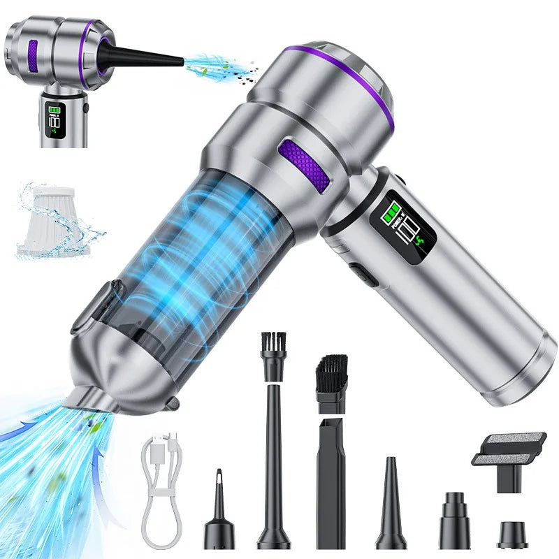Strong Suction Car Vacuum Cleaner Brushless Motor Digital Display One-Click Detachable Dust Cup Portable Auto Household Duster