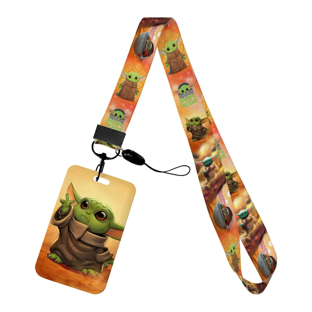 Cartoon Yoda Disney Card Holder Lanyards Minnie Card Holders Neck Strap for Keychain Kids Door Badge Holder Boy Girl Card Case