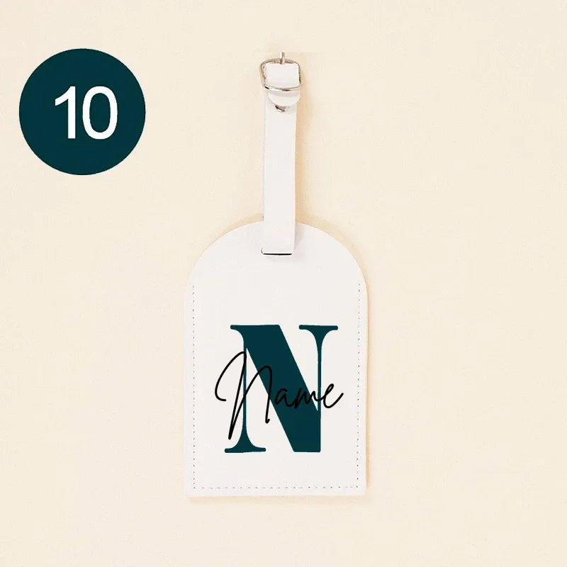 Personalised Monogram PU Luggage Tag Initial with Name Leather for Suitcase Baggage Handbag Tags Travel Bag Label Tag Best Gifts