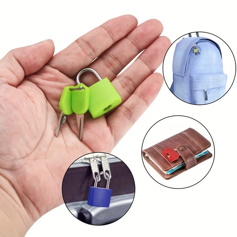 1pc/1 set luggage lock with key, mini padlock with key, colorful backpack luggage lock, travel suitcase, etc