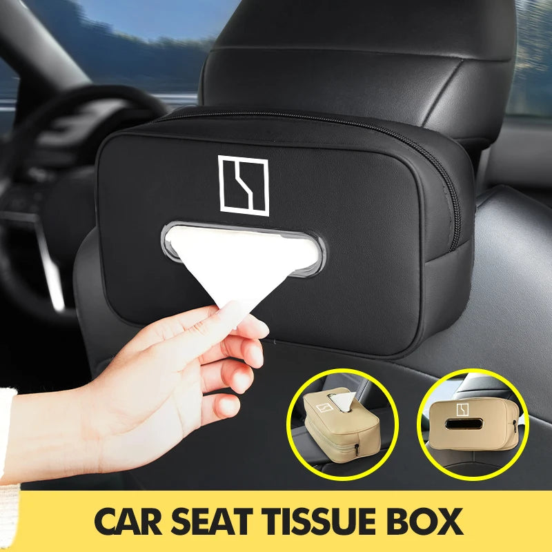 Car Leather Tissue Box Seat Back Armrest Hanging Storage Bag For Zeekr 001 EV 2021-2023 009 X 2021 2022 2023 Krypton