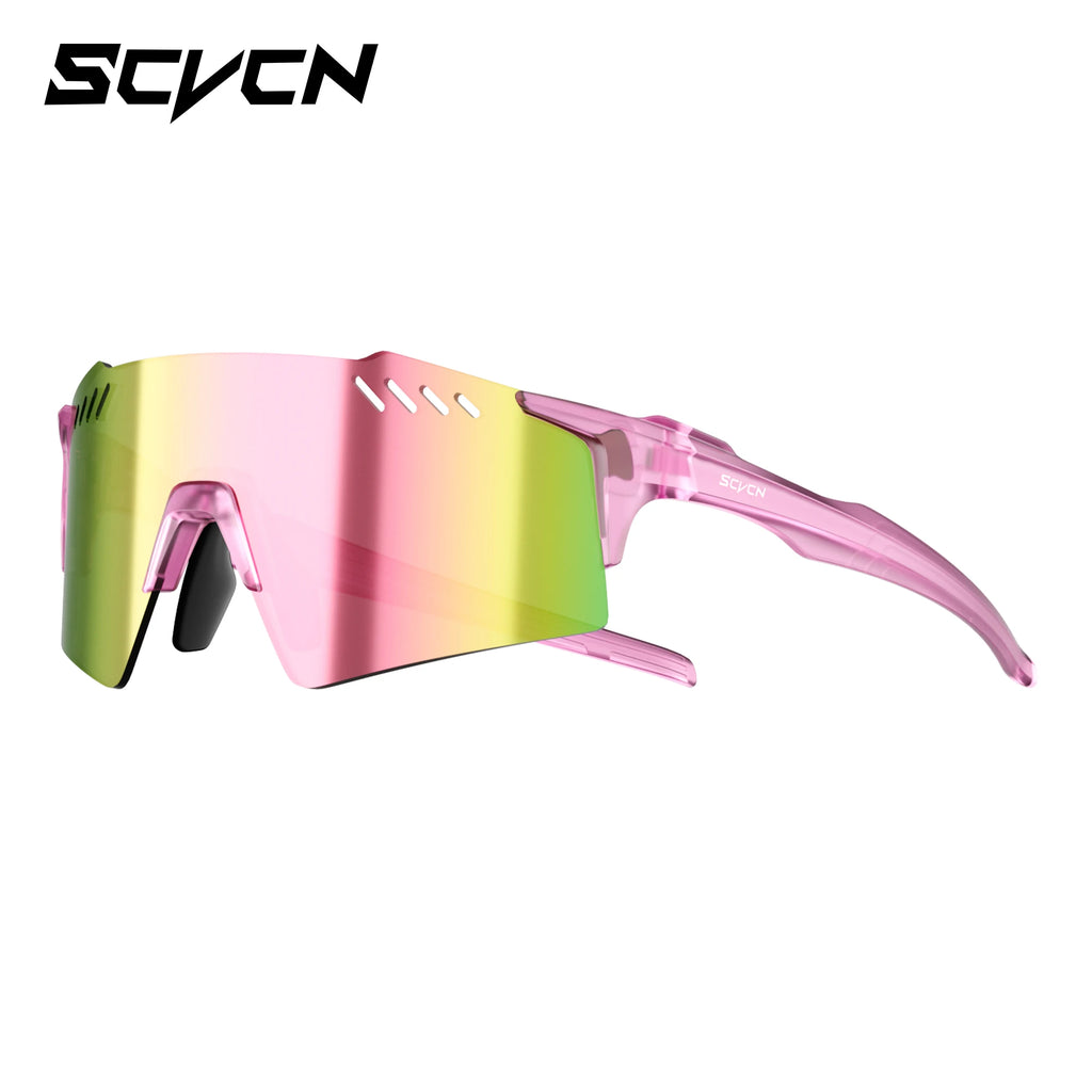 SCVCN Hiking Eyewear Fashion Rimless Cycling Glasss Outdoor Sports Running Drving Sunglasses for Men Goggles Mtb Bicycle 1 Lens