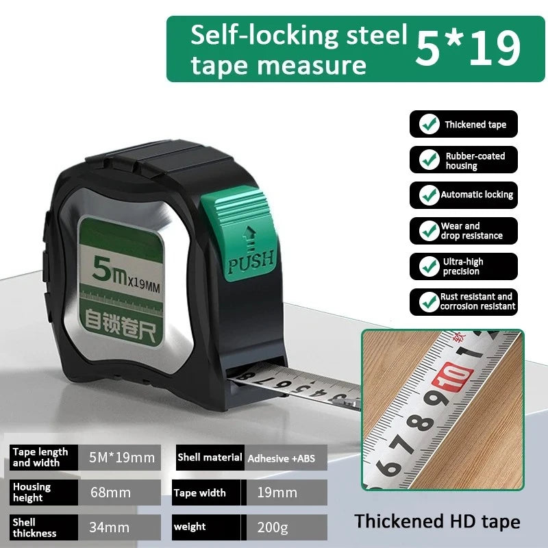 Measuring Tools Self-Locking Tape Measure Measure Thickened Metric Tape High Precision Steel Tape Measure Wear-resistant Ruler