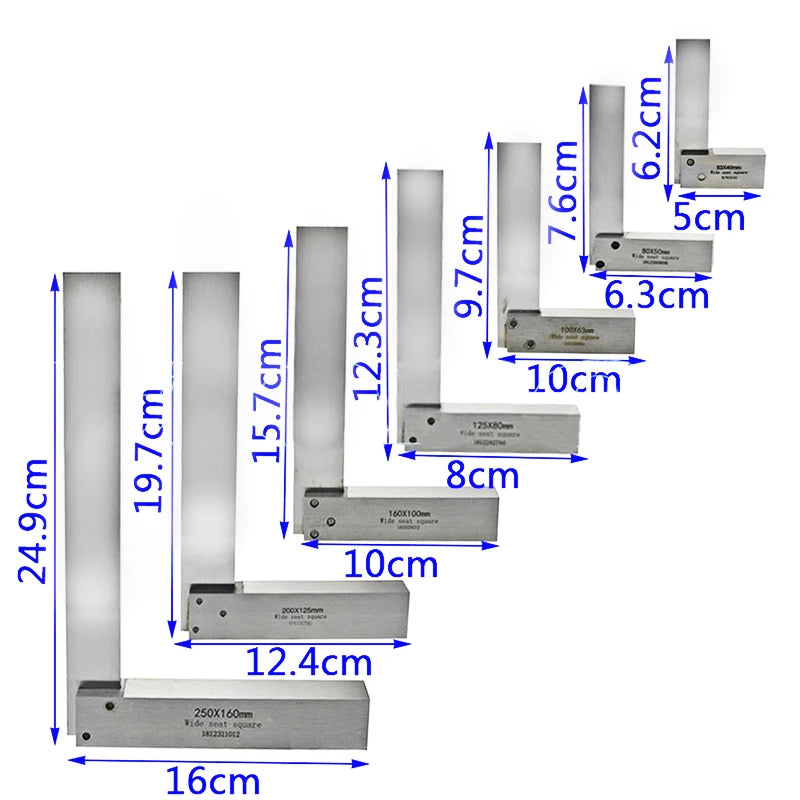 Machinist Square 90 Degree Right Angle Engineer Set Muti-Size Precision Grinding Steel Hardened Square Ruler Ruler Protractor