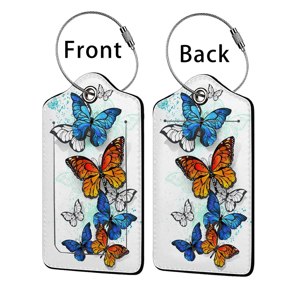 HOT SALE Tyrant butterfly Leather Business Luggage Tag Suitcase Address Label Luggage Boarding Case Label Name ID Address Clip