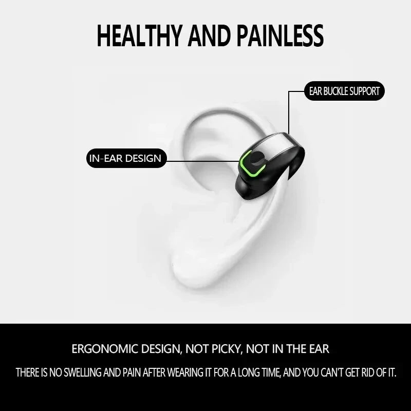 Tws Bluetooth-Compatible 5.3 Wireless Headphone Bone Conduction Headset Clip Single Ear Earphones Air Conduction Sport Earbuds