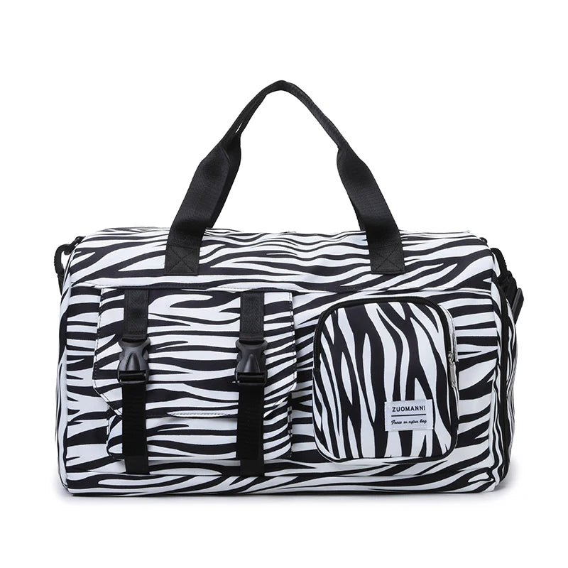 Fashionable Leopard Print Sports Gym Bag with Independent Shoe Compartment for Suitable for Travel Camping Storage Fitness Yoga