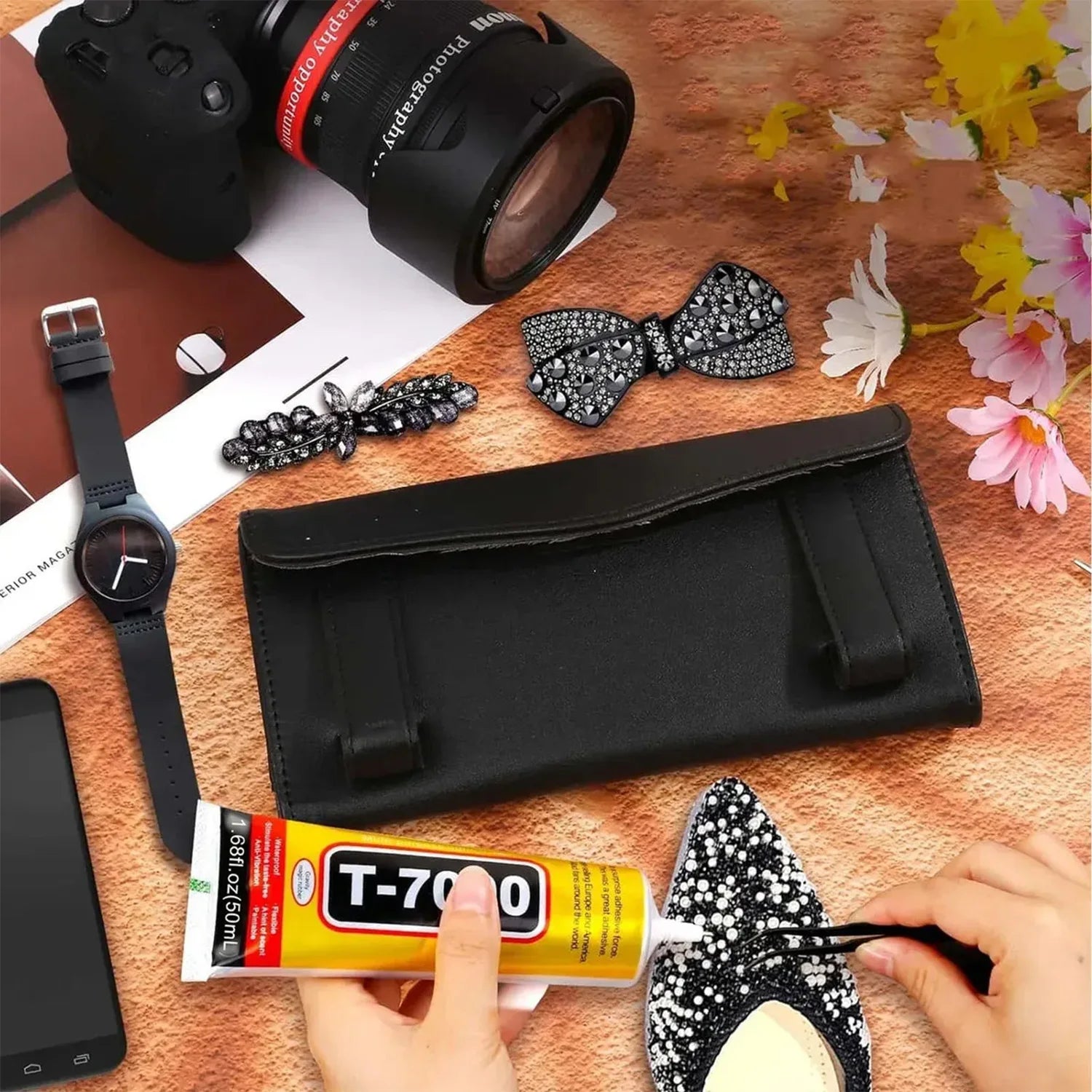 T-7000 Black Adhesive Glue High Performance Waterproof Adhesive for Precision Repairs, Perfect for Phone, Electronics, Jewelry,