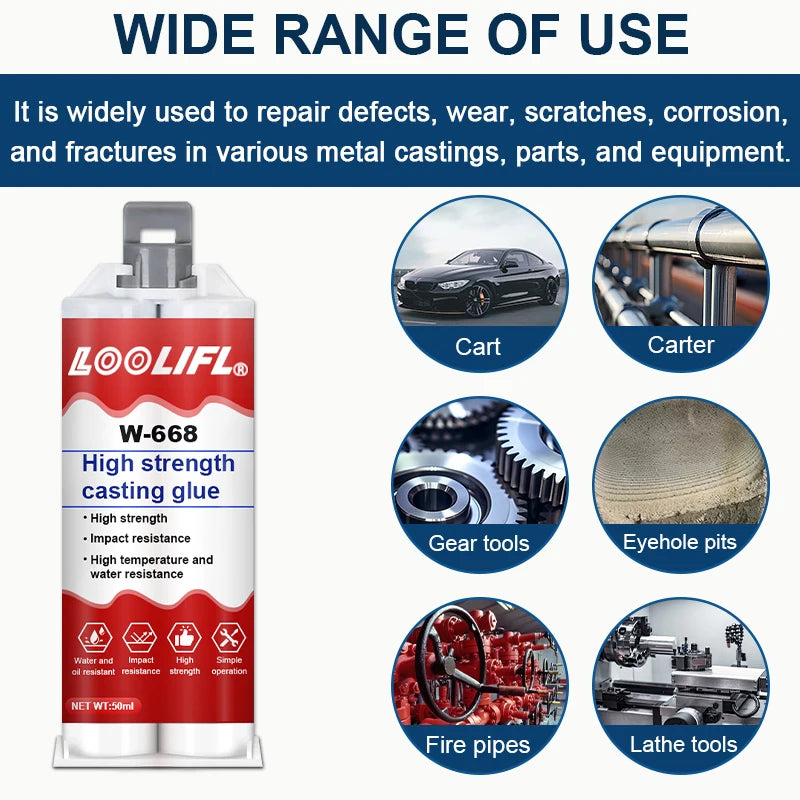Metal Repair Glue, 1.76 oz Waterproof Epoxy Casting Adhesive, The Strongest Welding and Liquid Filler for Metals,Stainless Steel