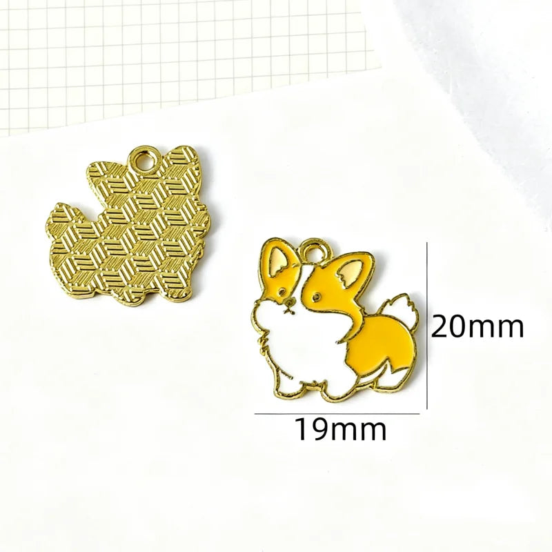10pcs Drip Oil Alloy Small Animal Kitten, Puppy, Little Rabbit Pendant DIY Necklace Bracelet Earrings Phone Chain Pendant