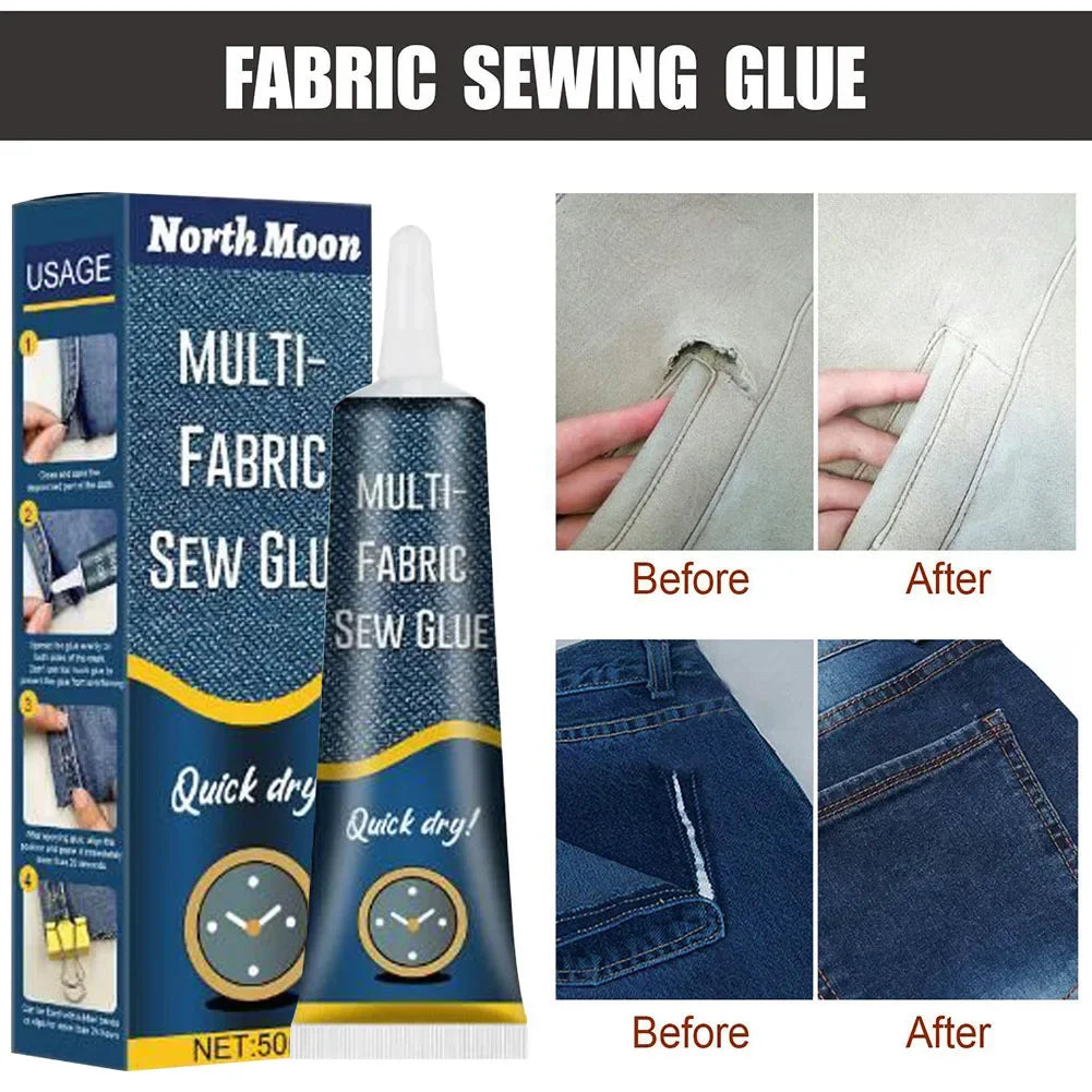 50ml Fabric Stitch Adhesive Quick Dry Fabric Patching Glue Versatile Fabric Repair Seam Adhesive Waterproof for Denim Repairing