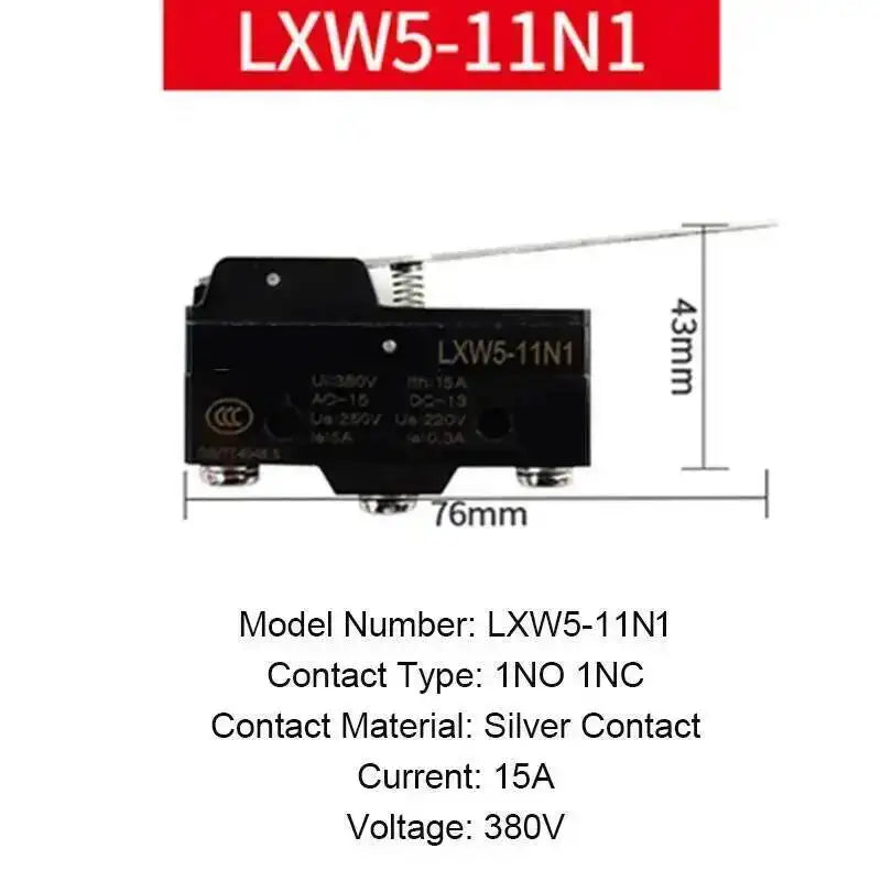 5pcs Micro Limit Switch Small Limiter Travel Switches LXW5-11G1/G2/Q1/M3 Screw Foot 1NO 1NC Silver Contact
