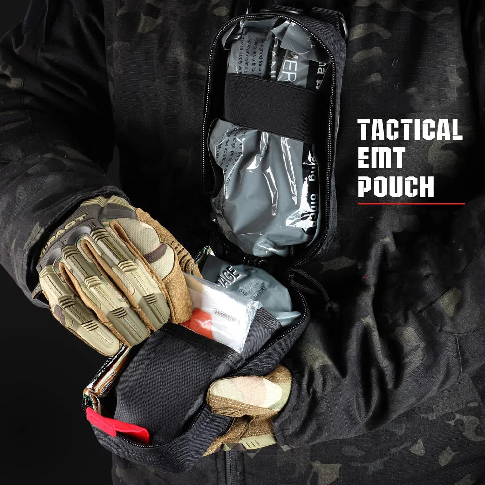 Tactical MOLLE Medical Pouch, Rip-Away EMT First Aid Pouch IFAK Trauma Kit Everyday Carry Survival Bag Include Cross Patch
