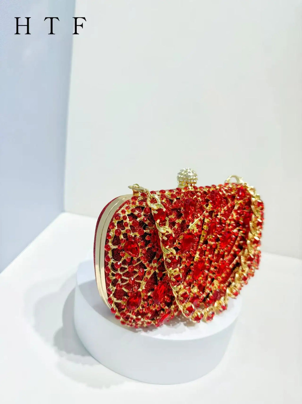 Women Red Crystal Evening Bags Lady Stone Handbag Bridal Diamond Clutch Purse Female Metal Minaudiere Wedding Party Clutches Bag