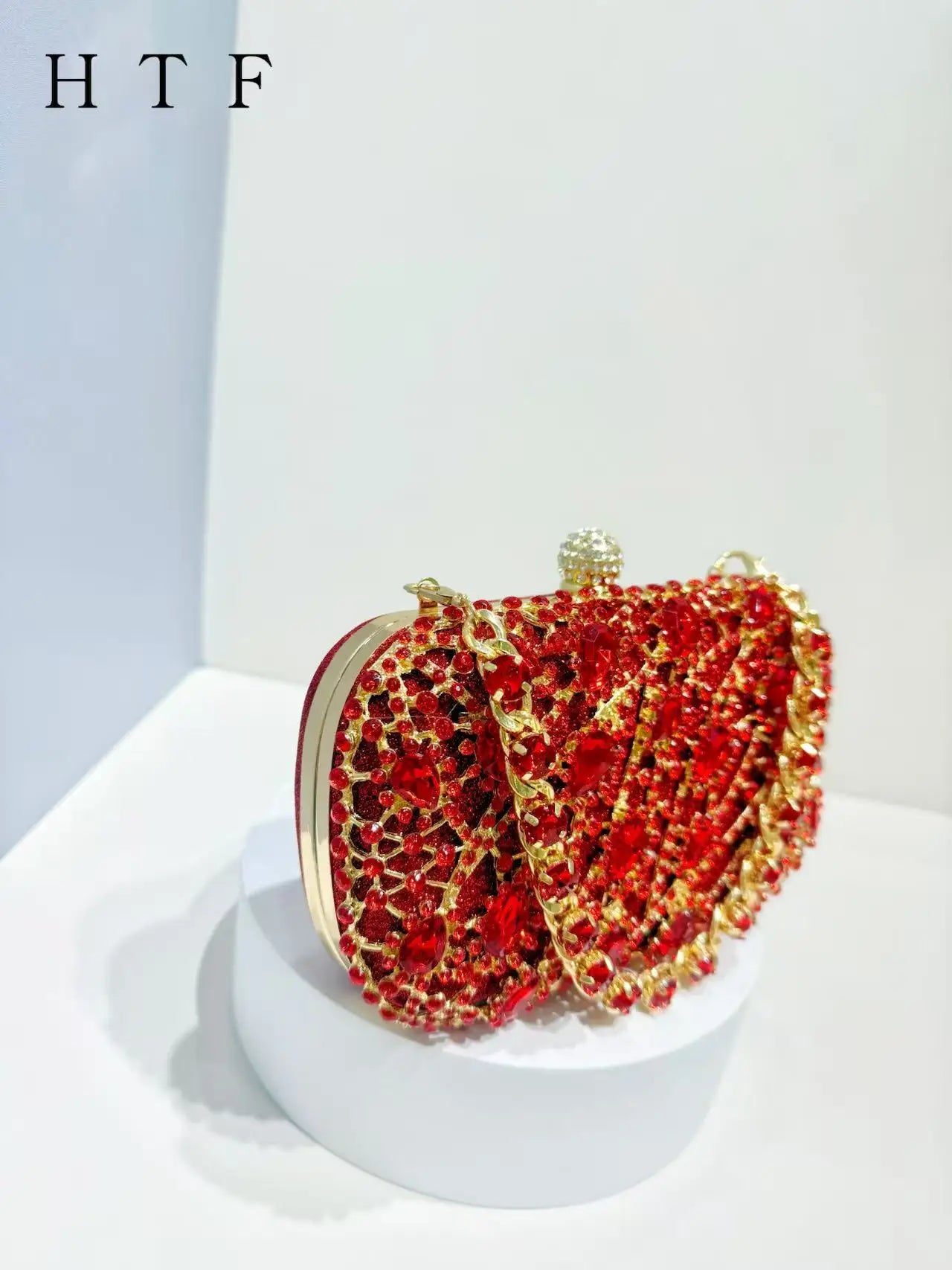 Women Red Crystal Evening Bags Lady Stone Handbag Bridal Diamond Clutch Purse Female Metal Minaudiere Wedding Party Clutches Bag