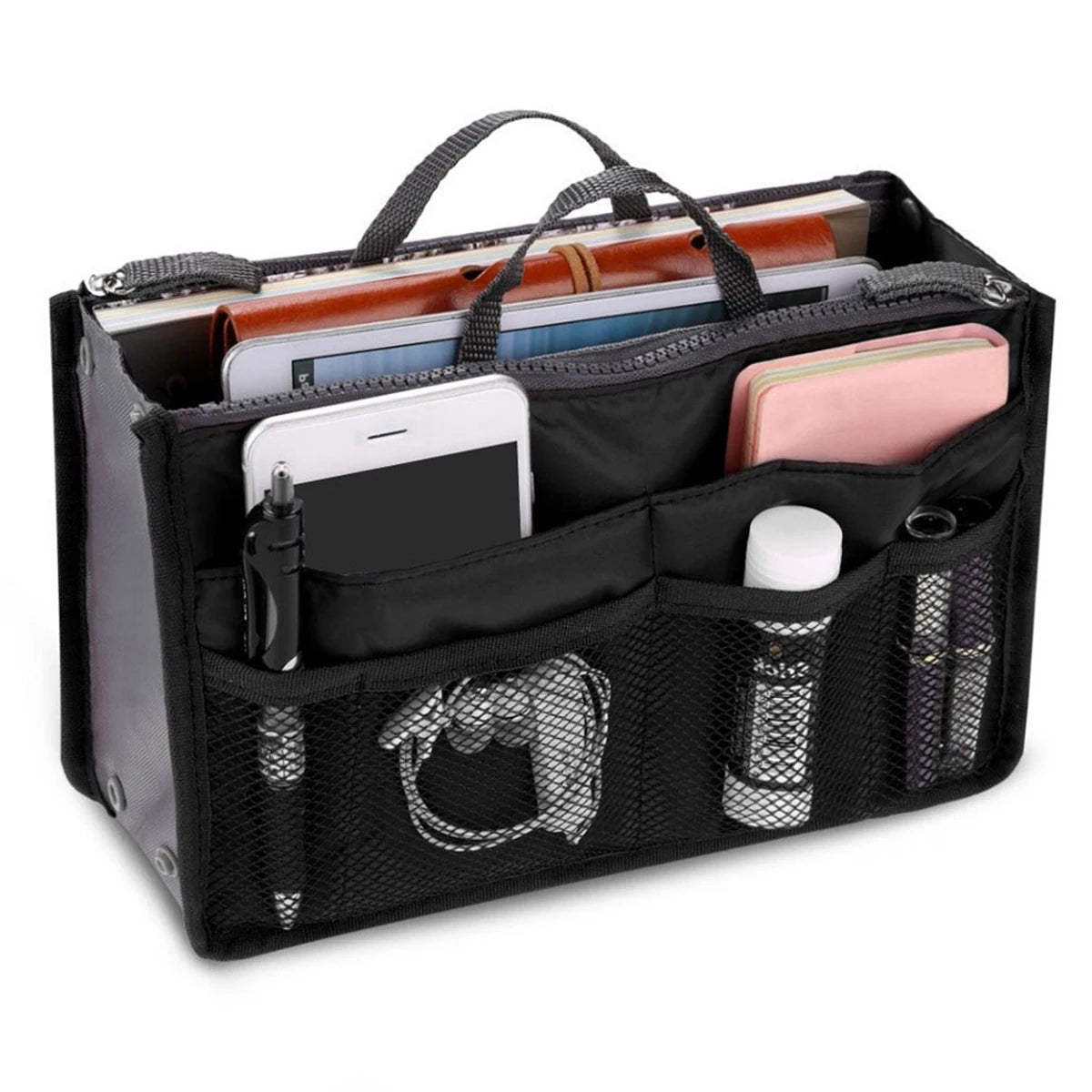 Travel Insert Organizer Bag Women Nylon Insert Organizer Handbag Purse Multiple Large Capacity Lady Insert Bag Liner Makeup Tote