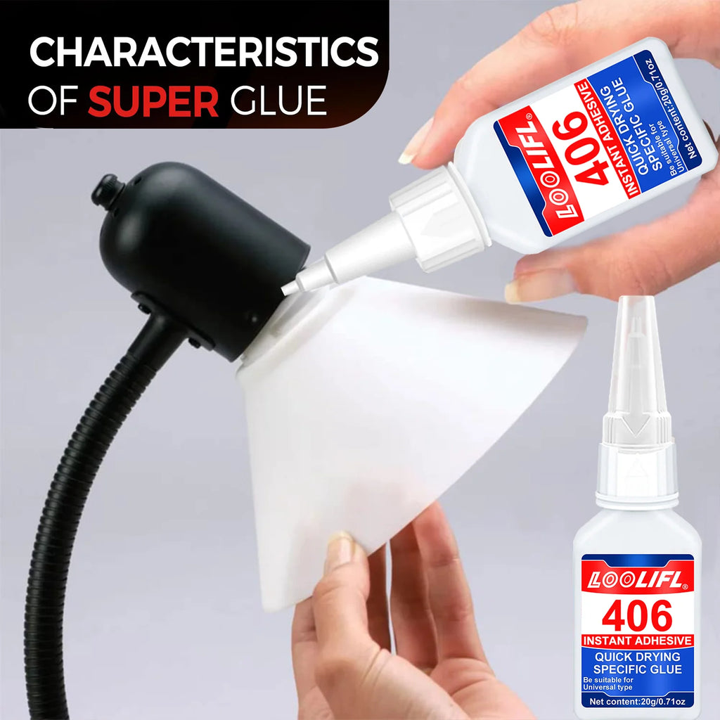 LOOLIFL 406 Glue Instant Quick Dry Cyanoacrylate Strong Adhesive Universal Fast Repairing Glue For Wood Plastic Jewelry Glue