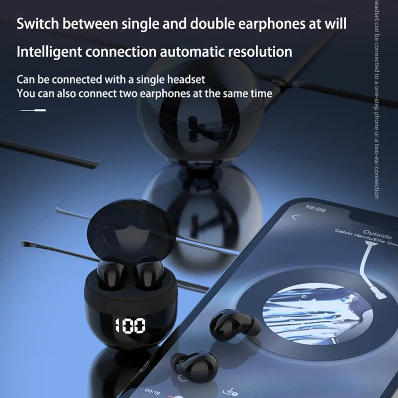 KEBIDUMEI Invisible Mini Earphones Bluetooth 5.3 Headphones HiFi Stereo Noise Reduction In-ear Earbuds TWS Wireless Headsets