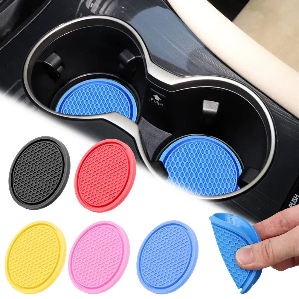 QGB For 2PC Car Cup Holder Anti-Slip Silicone Insert Coaster Mat Universal Car Accessories Black Fit for Most Cars Styling