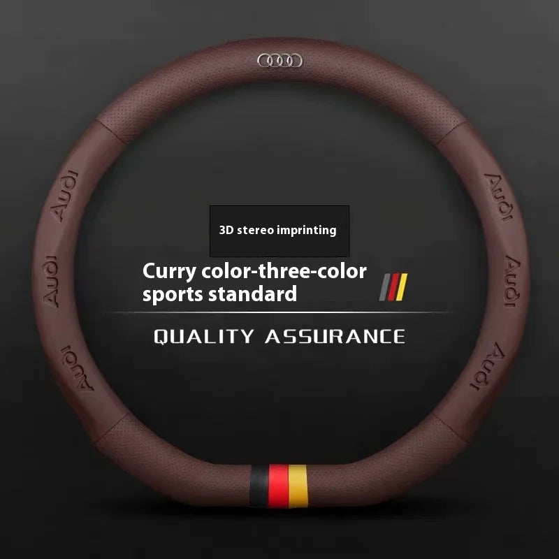 Car Steering Wheel Cover for Audi ABT A1 A2 A3 A4 A5 A6 A7 A8 Q2 Q3 Q4 Q5 Q7 Q8 TT RS3 RS4 RS5 RS6 RS7 S3 S4 S5 S6 S7 S8 S Line