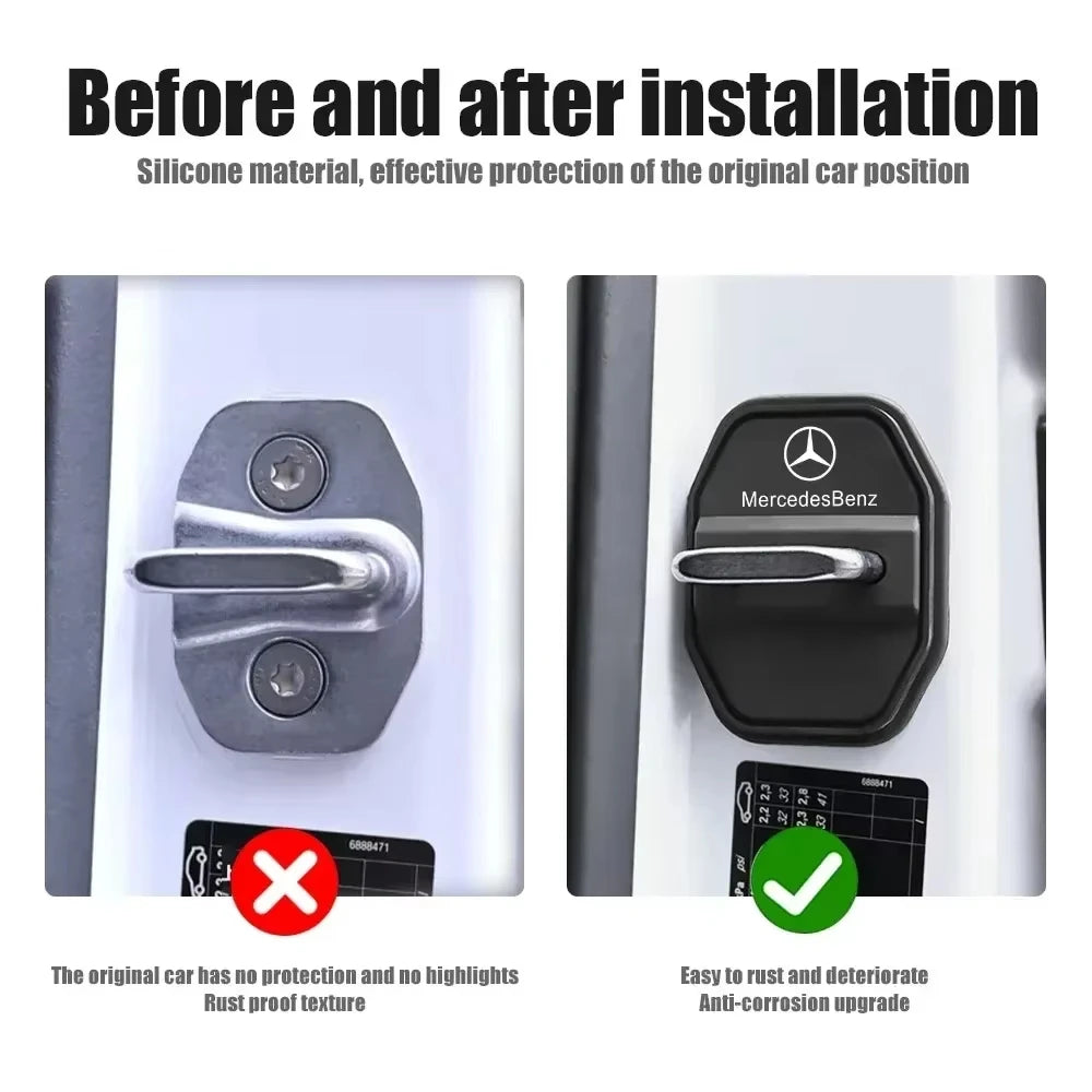 Car Door Lock Protector Cover Stickers For Mercedes Benz AMG W126 W140 W190 W203 W204 W212 W222 Interior Mouldings GJM-SG-BENC