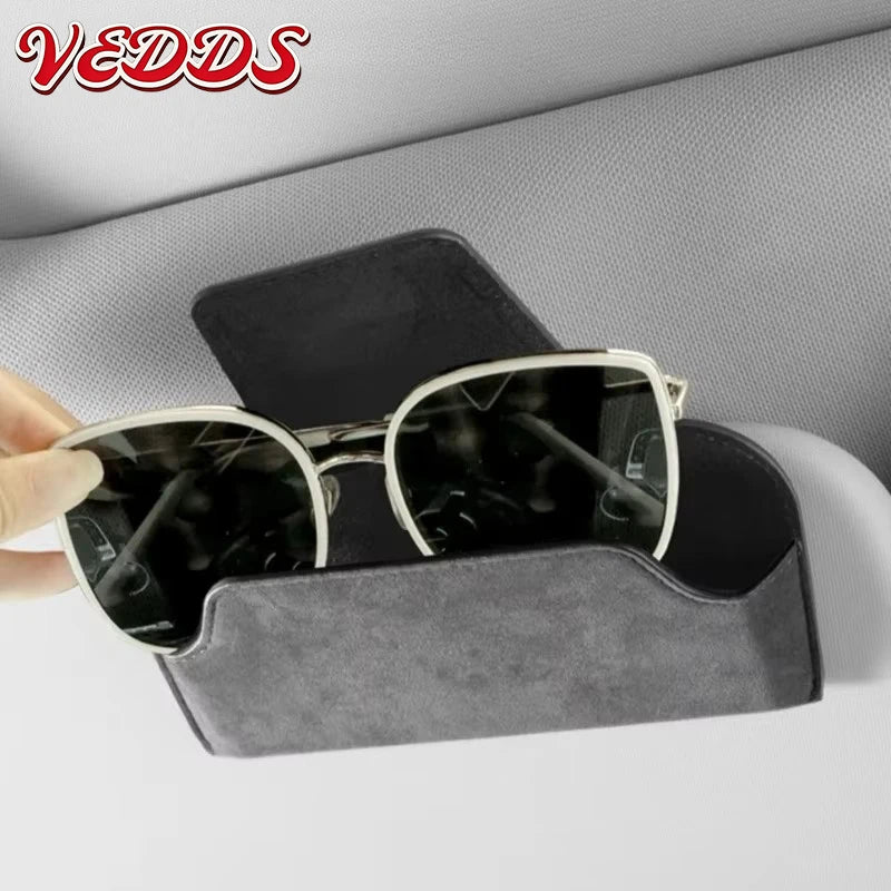 Car Glasses Case PU Leather Auto Sun Visor Glasses Holder Sunglasses Storage Clip Car Interior Card Eyeglasses Case Accessories