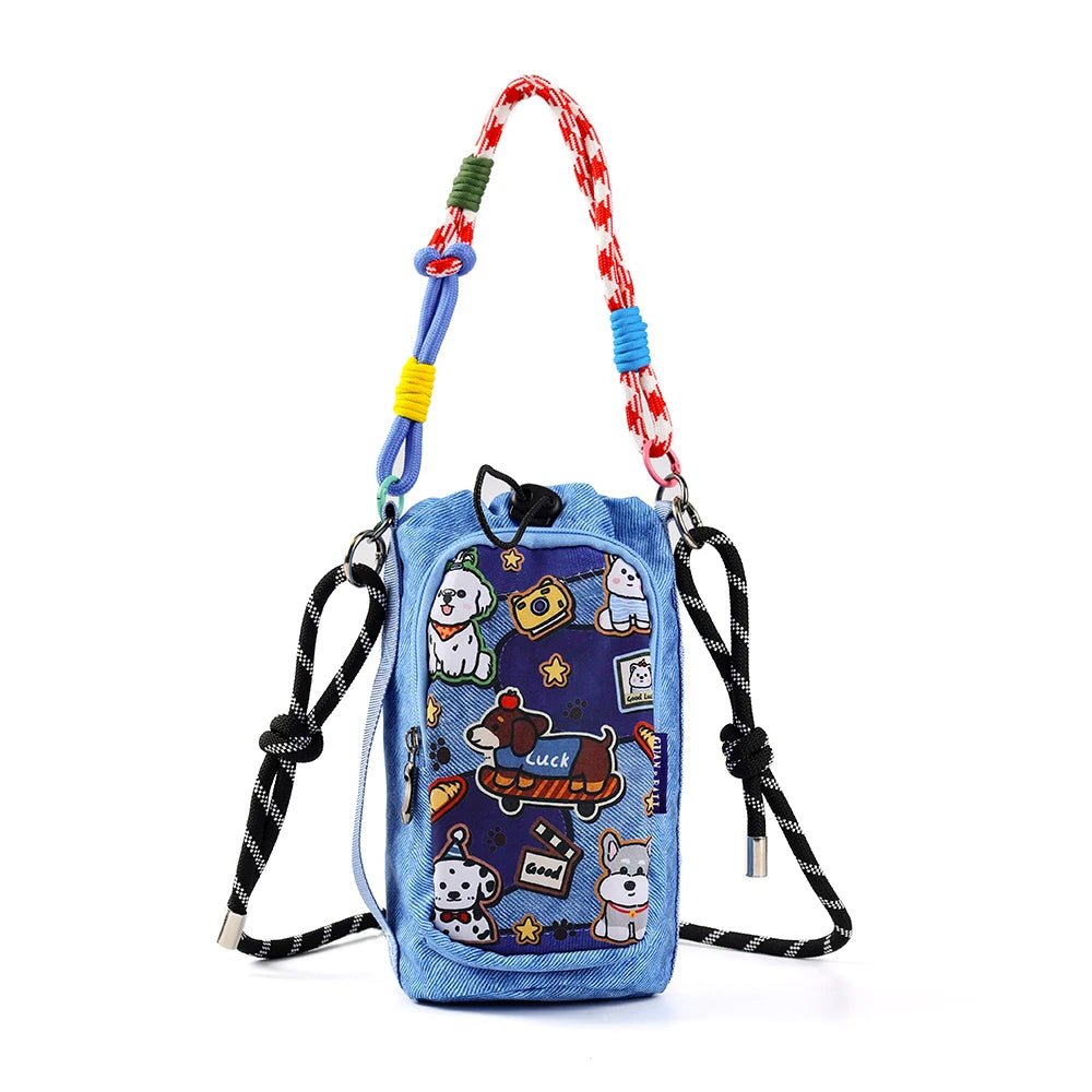 2026 New Illustrator-Designed Dopamine Lightweight Water Bottle Bag Crossbody Bag Outdoor Phone Casual Bag