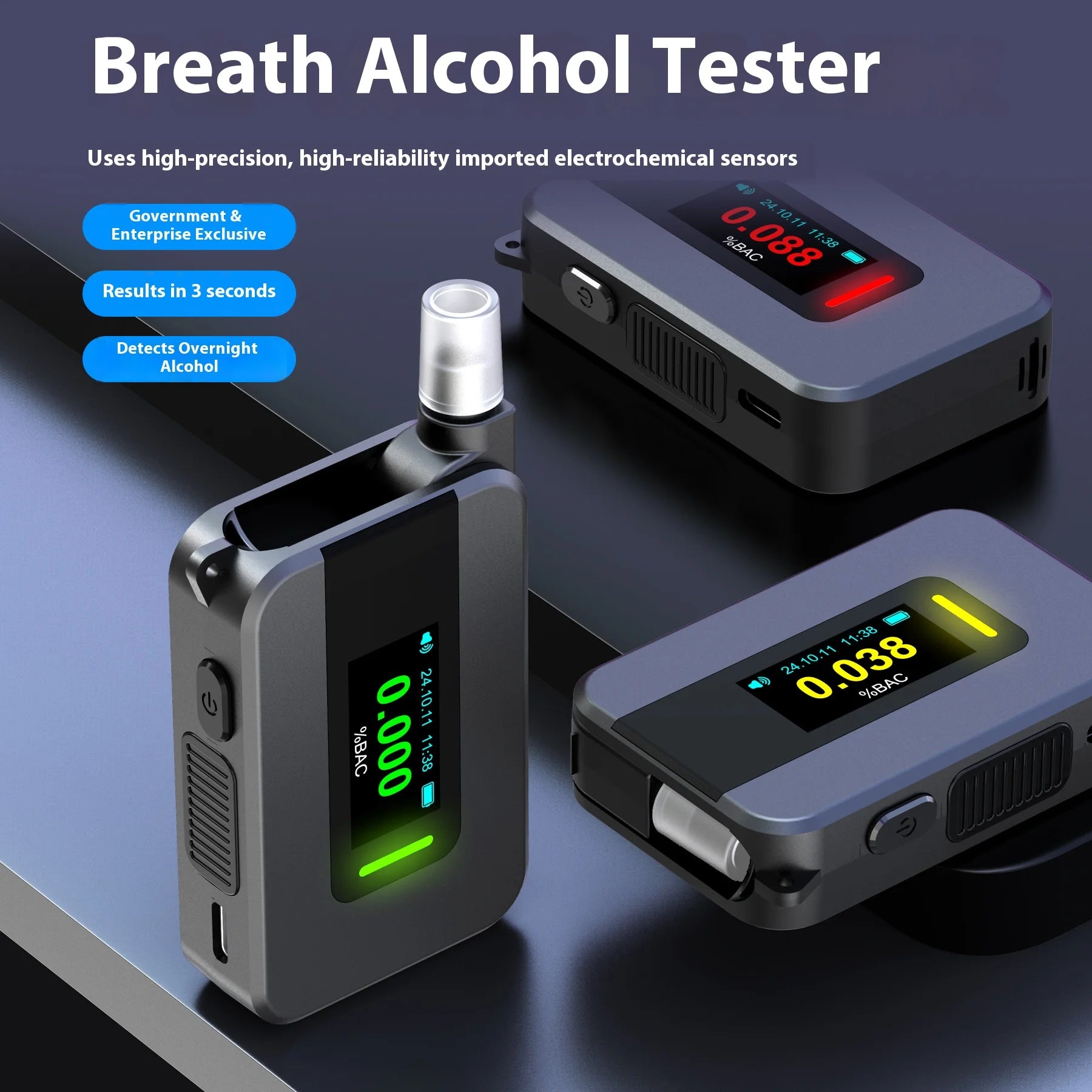High-Precision Fuel Electrochemical Alcohol Testing Device, Portable Breathalyzer Sensor, Suitable for Post-Drinking Safety Test