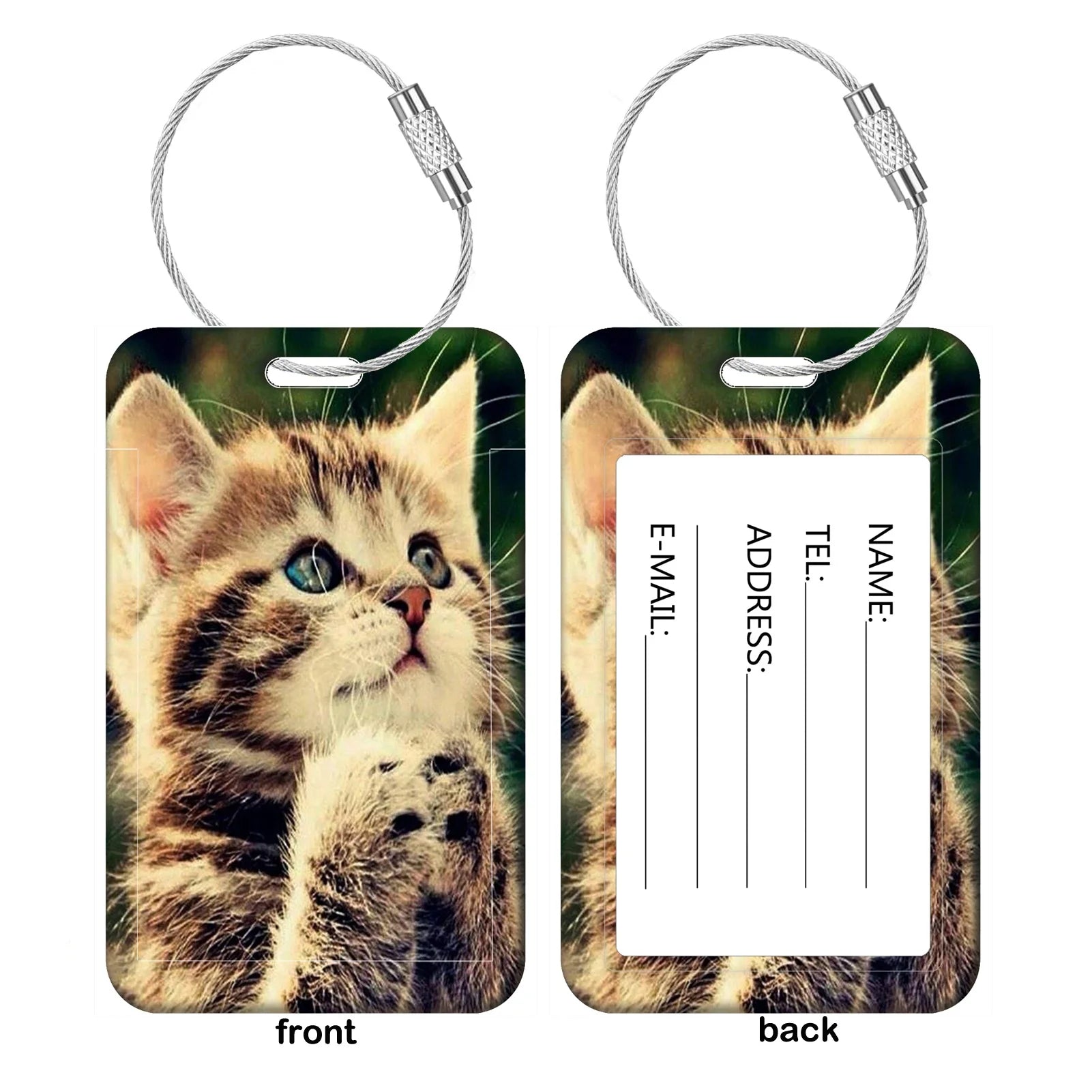 Cute Animal Cat Luggage Tags Suitcase ID Address Name Holder Kitten Baggage Tag Label Travel Suitcase cccessories