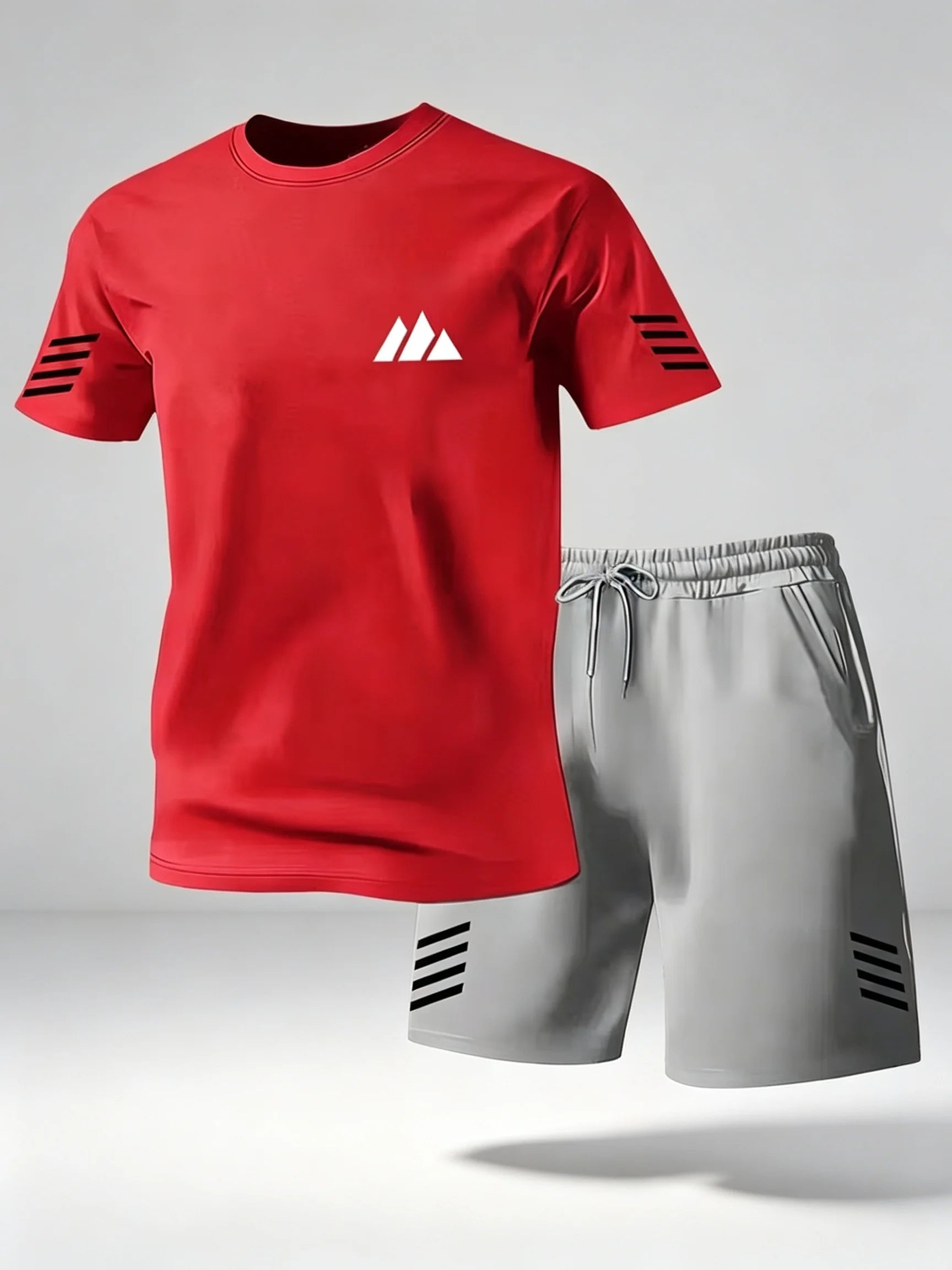 2026 Men 2PCS Summer Tracksuit Quick Dry Breathable Lightweight Short Sleeve Tee Shorts Streetwear Gym Running Sports Outfit