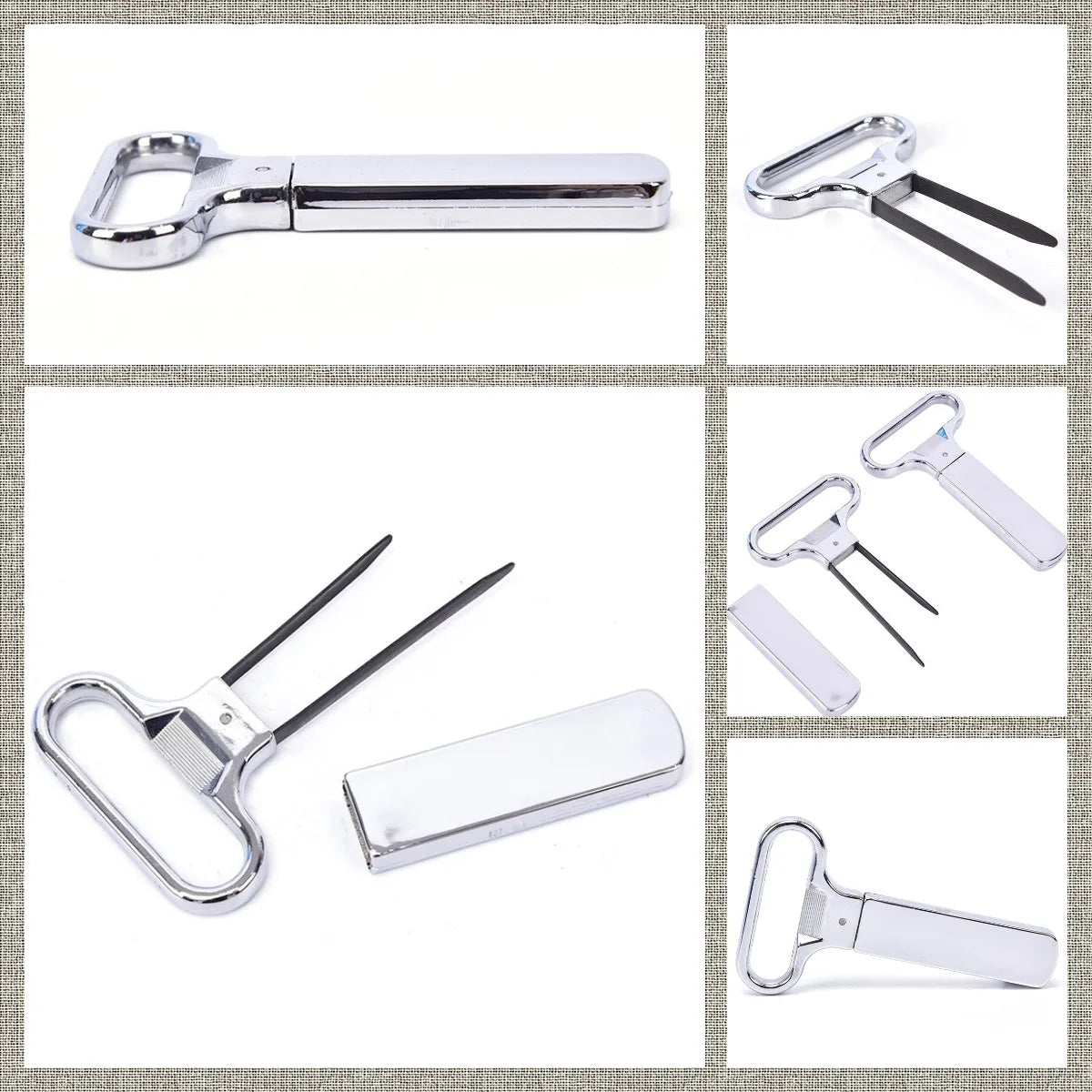 Portable Wine Bottle Opener Metal Two-prong Cork Puller Old Red Wine Champagne Opener Wine Cork Puller Home Hotel Bar Tools