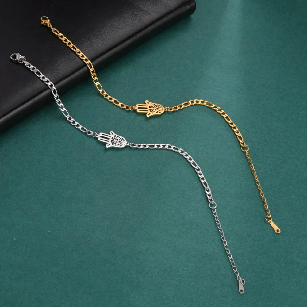 Skyrim Amulet Hamsa Hand of Fatima Bracelets on Hand Gold Color Women's Bracelet Stainless Steel Islamic Lucky Jewelry Gift 2026