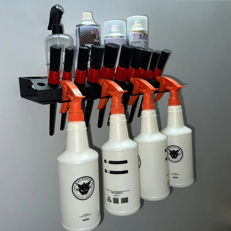 Spray Bottle Storage Rack Wall Mount Auto Detailing Bottle Holder Cleaning Tools Hanger Car Beauty Shop Accessory Wash