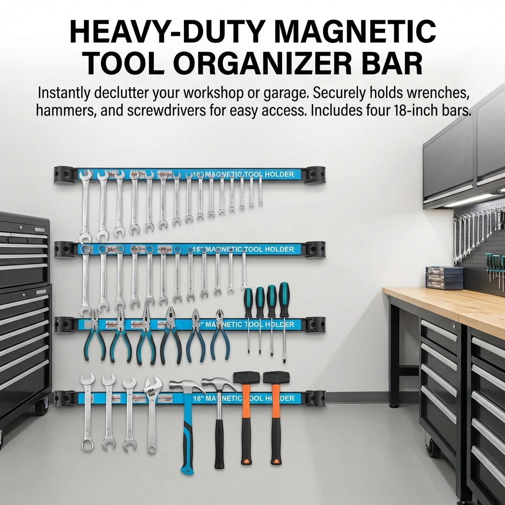 Magnetic Tool Holder 12/18 Inches Strong Magnetic Strip For Metal Tools Garage Workshop Storage Organizer With Mounting Hardware
