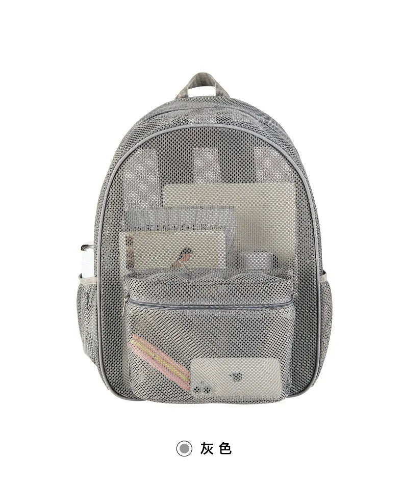 Heavy Duty Mesh Backpack Large See Through Breathable Tear Resistant School Approved Security Bookbag For High School Teens Gym