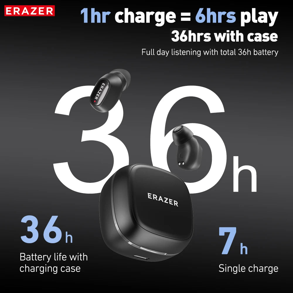 Erazer XF65 Bluetooth Earphones 135 Language AI translator Earbuds Low Latency Lanyard Long Battery Soft Wireless Headphones