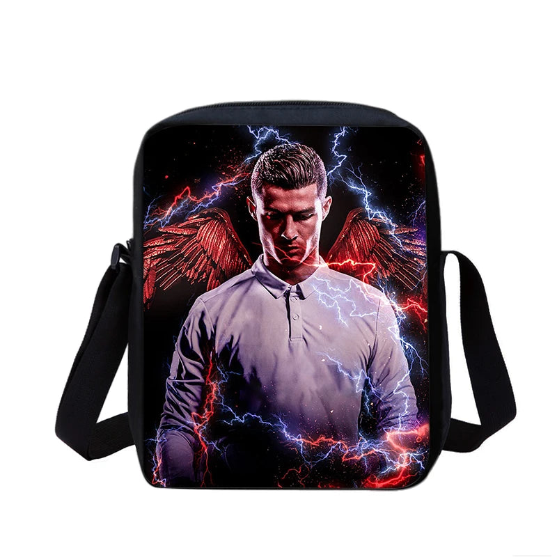 CR Boys Girls School Bags Phone Bag Football Star Shopping Bag Best Gift Printed Ronaldo Shoulder Messenger Bag Handbag