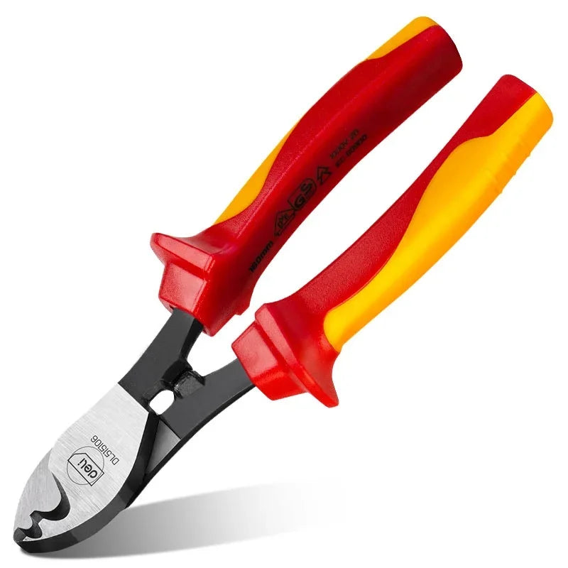 Deli 6/10 Inch VDE Insulated Cable Cutter 1000V Electrician Wire Stripper Pliers Multifunctional Industrial Tools Cable Shear