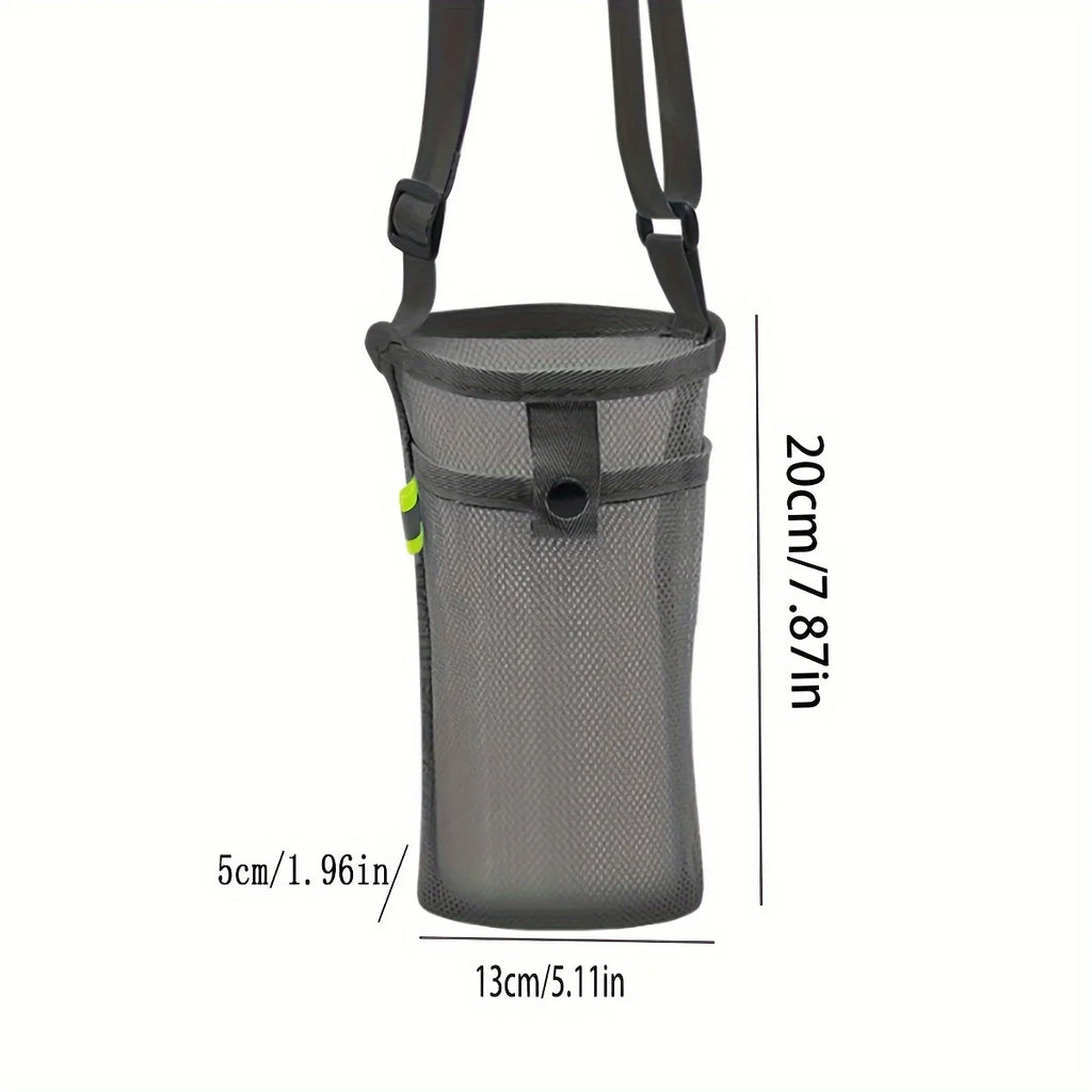 Black Outdoor Crossbody Storage Net Bag Water Cup Cover Protective Cover Grid Milk Tea Kettle Universal Thermos Cup One Piece