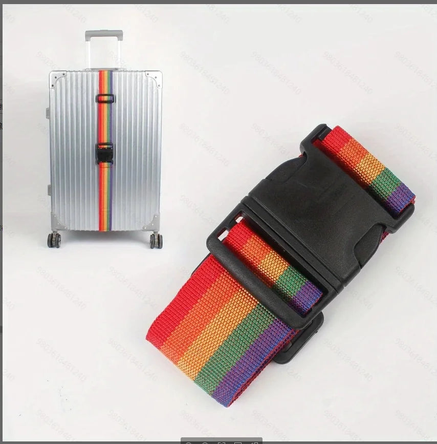 1/2 pcs Suitcase Belts, Adjustable Luggage Straps, Bright Colors Travel Packing Straps with Quick Release Buckle (Rainbow)