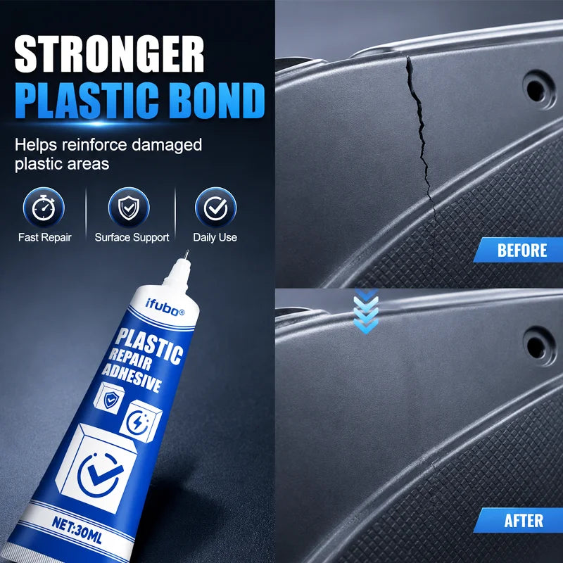 Ifubo Plastic Repair Adhesive 30ML Fast Cure Strong Bond For Car Bumper Dashboard Trim Crack Broken Plastic DIY Garage Glue