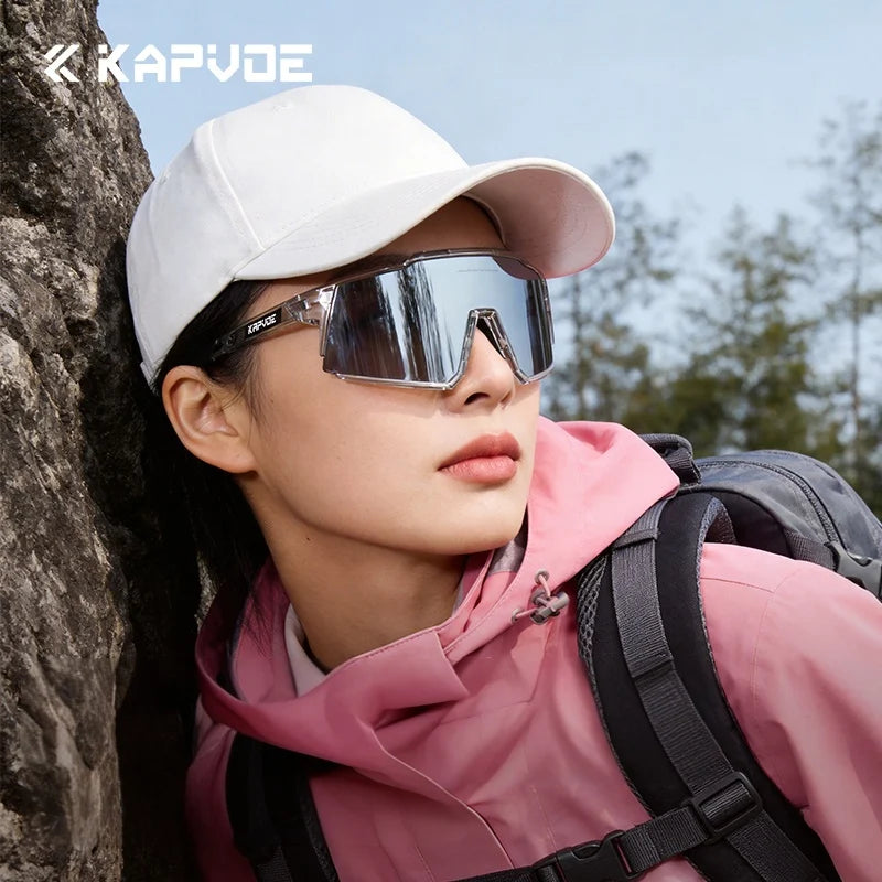 KAPVOE New Mountaineering Sunglasses Cycling Glasses Outdoor Sports Hiking Eyewear Glasses Men Women MTB Bicycle UV400 Windproof