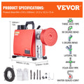 SucceBuy Drain Cleaner Machine 250W Electric Sewer Snake Auger Manual Feed with 7 Cutters 2 Steel Cables CW/CCW Control for Home