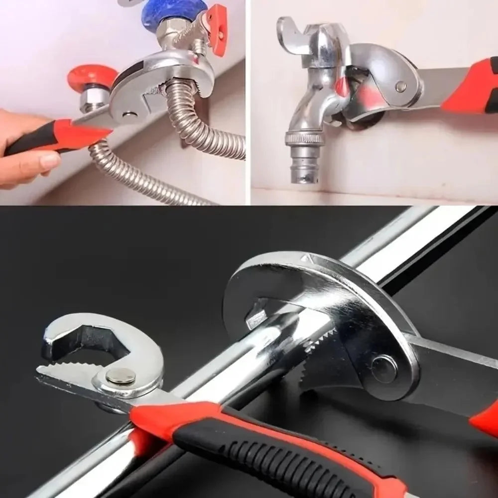 Multifunctional Universal Wrench Ratchet Spanner Practical Hand Repair Tools with Flexible Opening for Car Bicycle and Pipeline