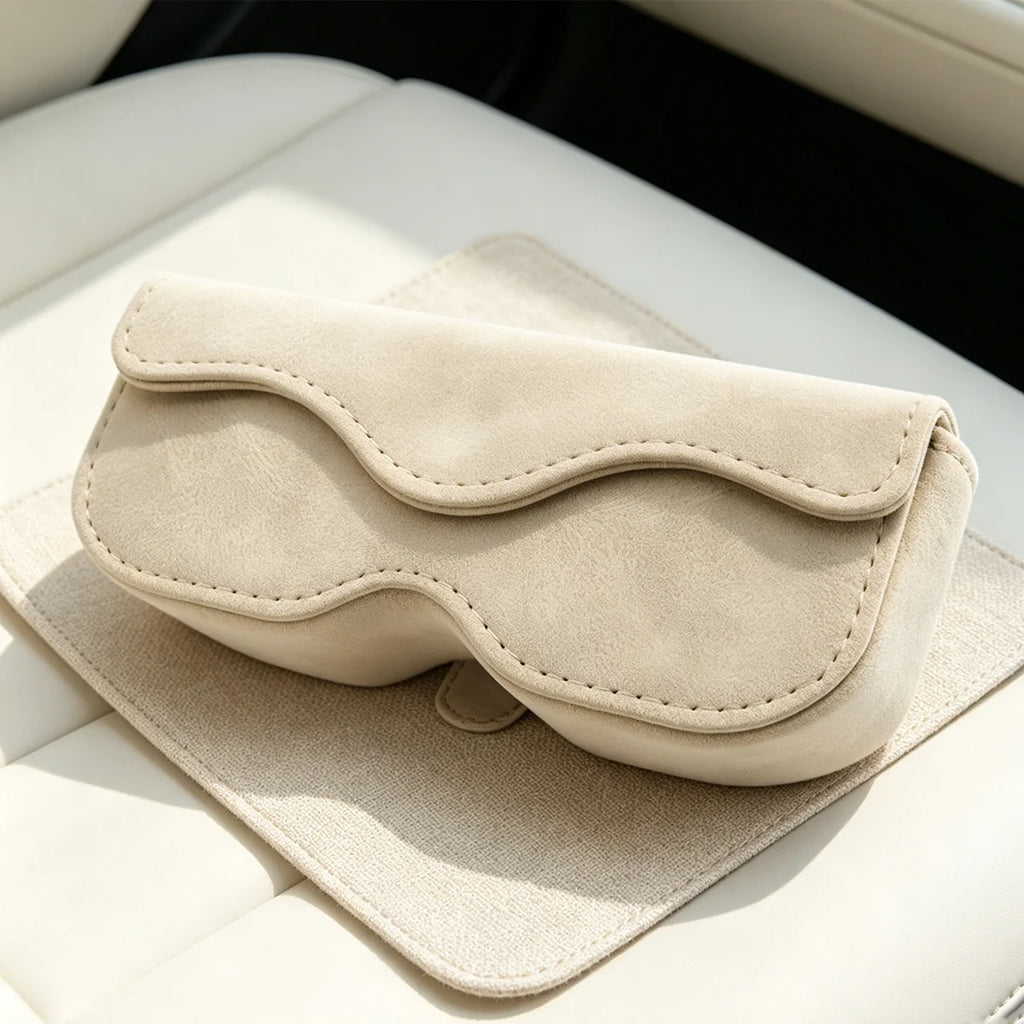 Suede Leather Car Eyeglass Case Automatic Closing Non-slip Auto Sun Visor Glasses Holder Magnetic Multi-functional Eyewear Clips