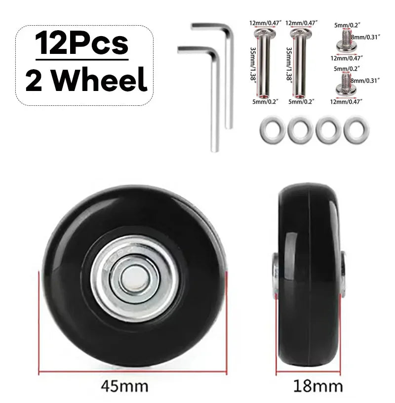 Silent Suitcase Wheels Rubber Trolley Luggage Casters High-Quality Durable Travel Bag Wheel Repair Accessories for Quiet Rolling