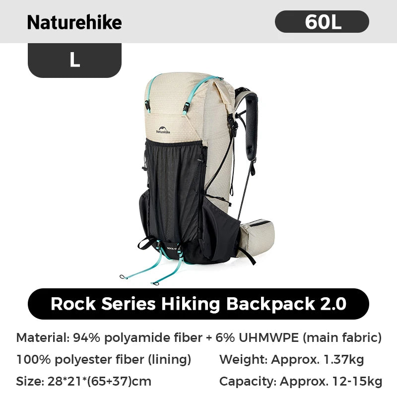 Naturehike Rock 2.0 Hiking Backpack Large Capacity Outdoor Backpack for Leisure Sports and Travel Climbing Camping Backpack