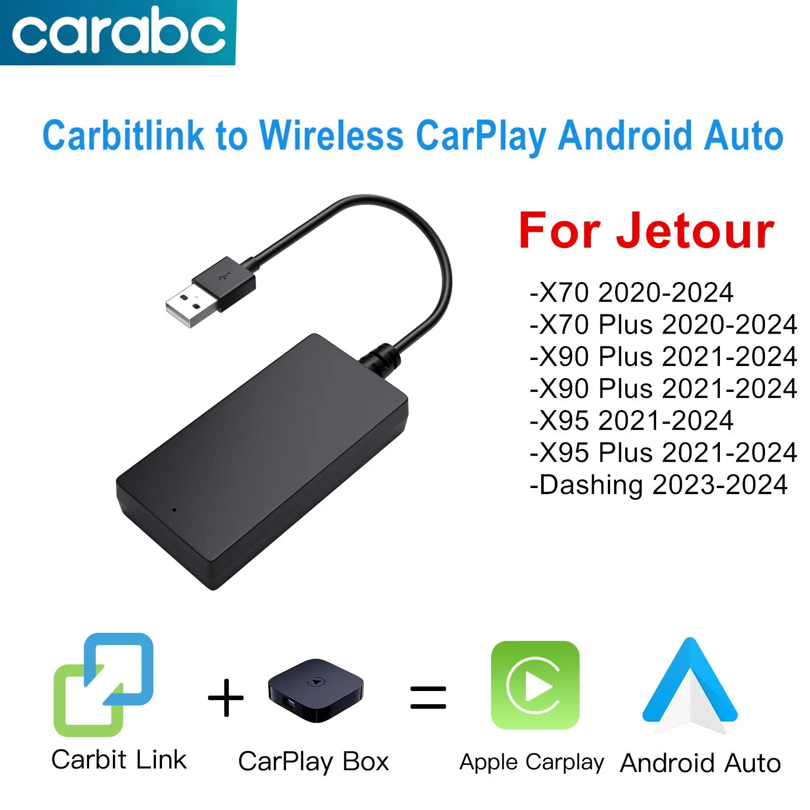 CARABC Carbitlink Smartlink Easy Connect to Wireless CarPlay Android Auto For Chery Jetour X70 X70S X90 X95